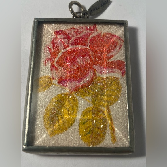 pendant Jewel Kade JK Flower Charm sparkle Tropical Back NY GC Station Stamp - Picture 3 of 9